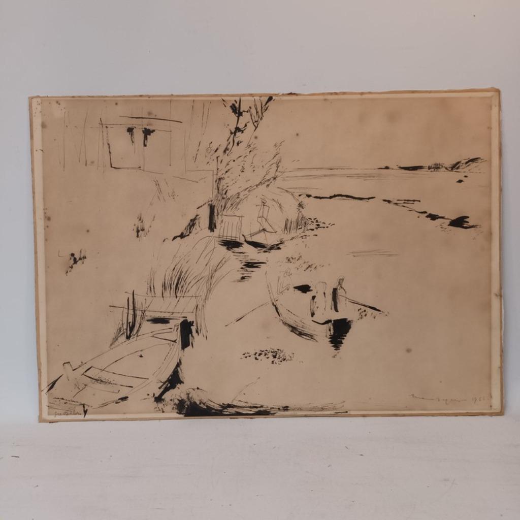 Maria Segers (1922–1979- oost indische inkt op papier, Antiek en Kunst, Kunst | Schilderijen | Klassiek, Ophalen of Verzenden