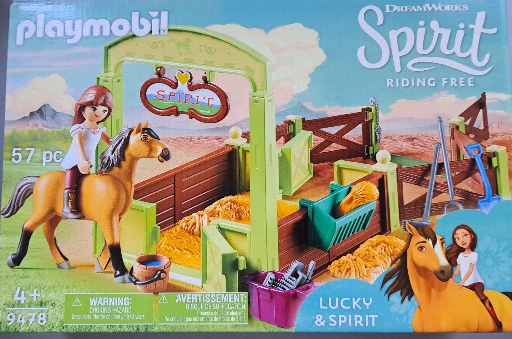 Playmobil lucky & spirit met paardenbox (met doos), Ophalen, Gebruikt