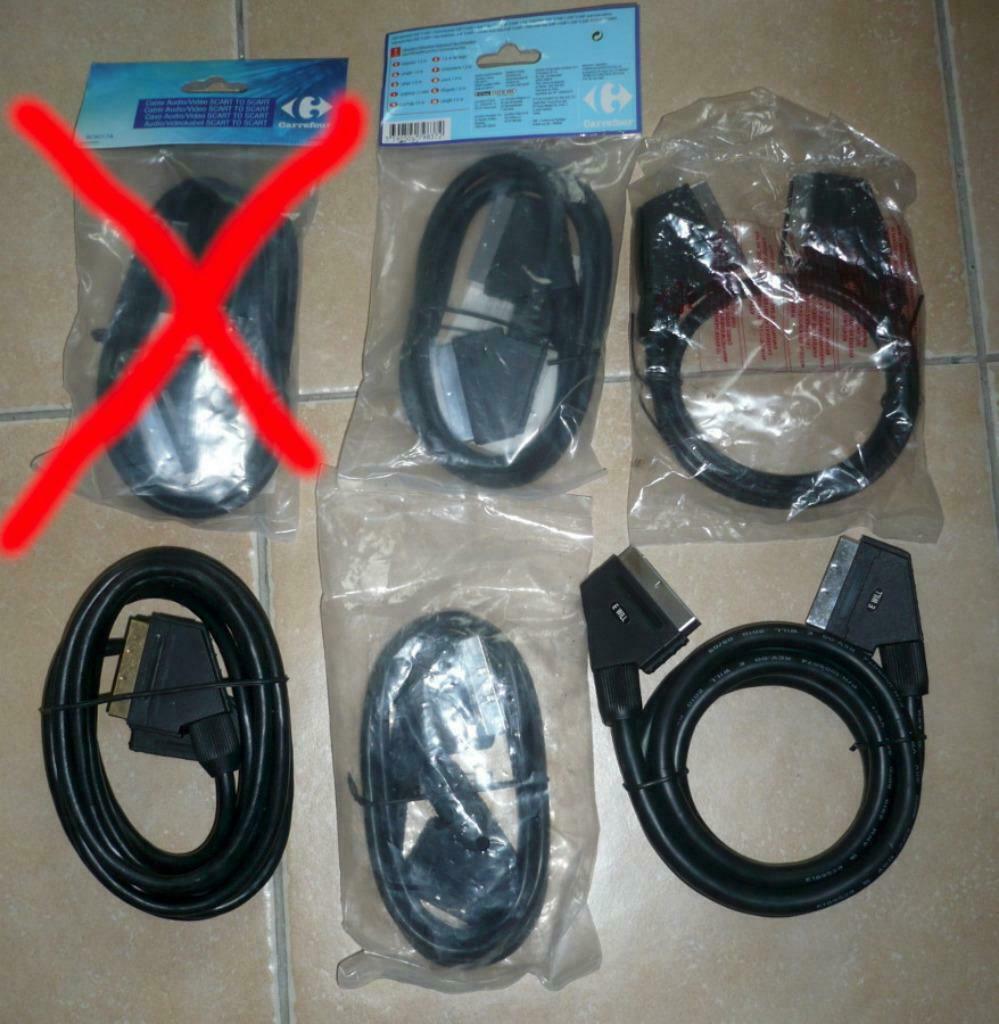 4 cables peritel mâles/mâles NEUFS, TV, Hi-fi & Vidéo, Enlèvement ou Envoi, Neuf