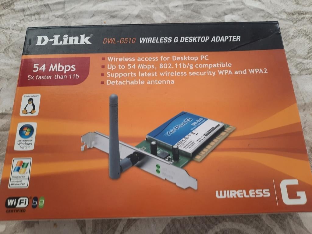 D-Link DWL-G510 Wireless G Desktop Adaptor, Computers en Software, Ophalen of Verzenden, Gebruikt