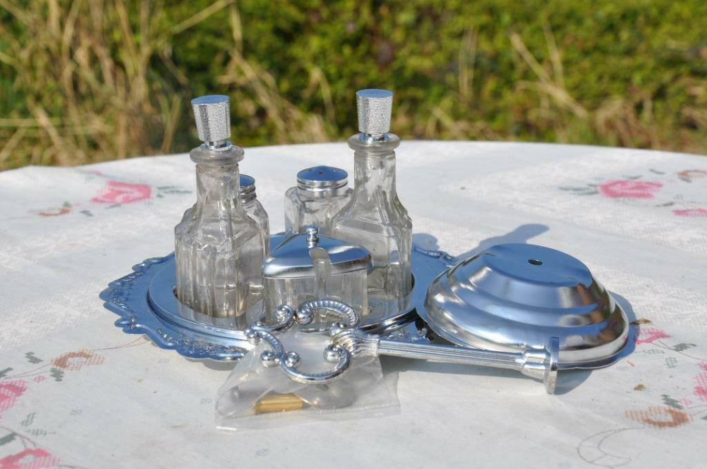 §  service a condiment neuf verre et metal chromé, Enlèvement ou Envoi, Neuf