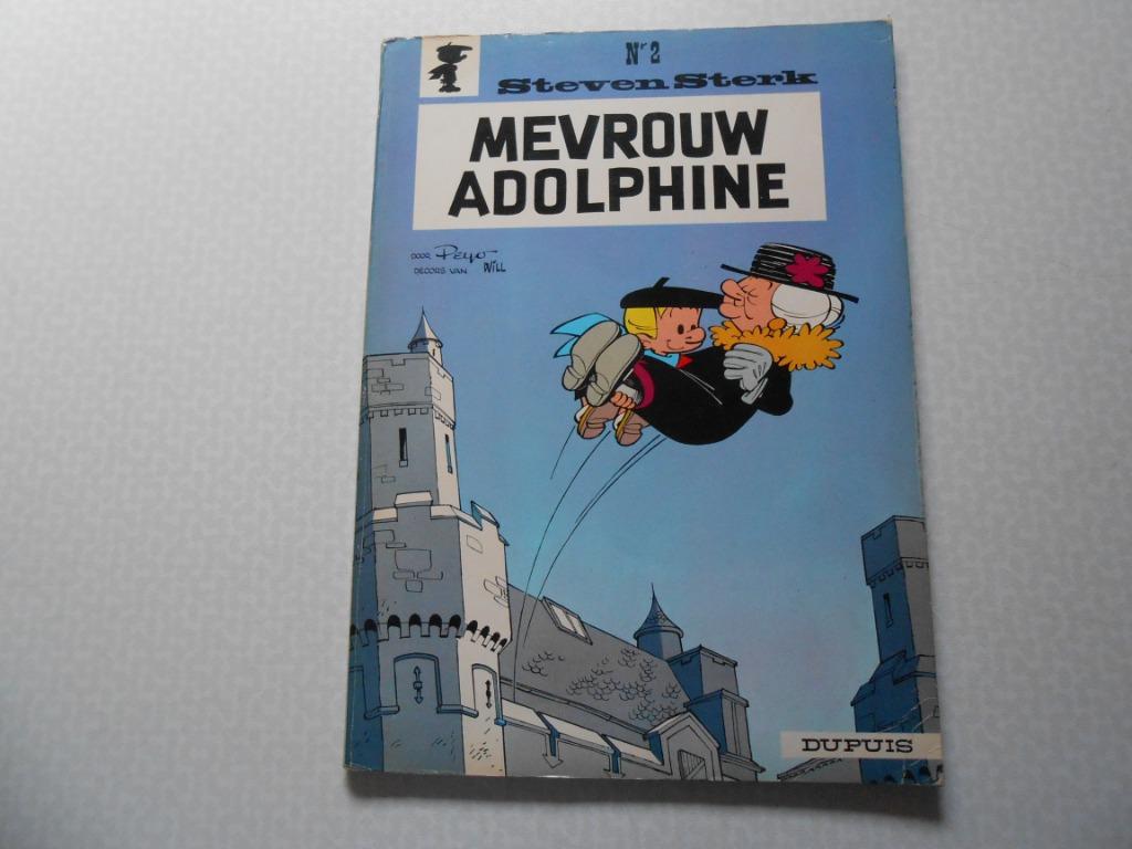 Steven sterk 2 Mevrouw Adolphine 1965 1 ste druk., Boeken, Stripverhalen, Peyo, Eén stripboek, Ophalen of Verzenden, Zo goed als nieuw