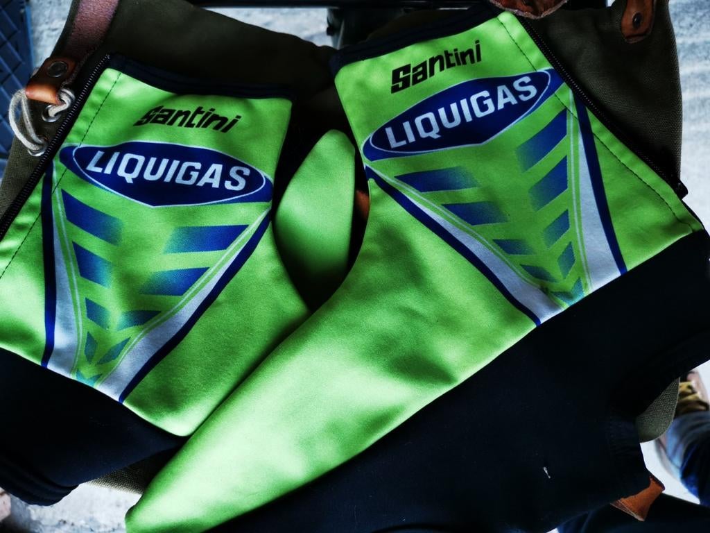Vintage Santini overtrek schoenen liquigas maat xl 43-46, Gebruikt, Dames, Onderkleding, Ophalen of Verzenden