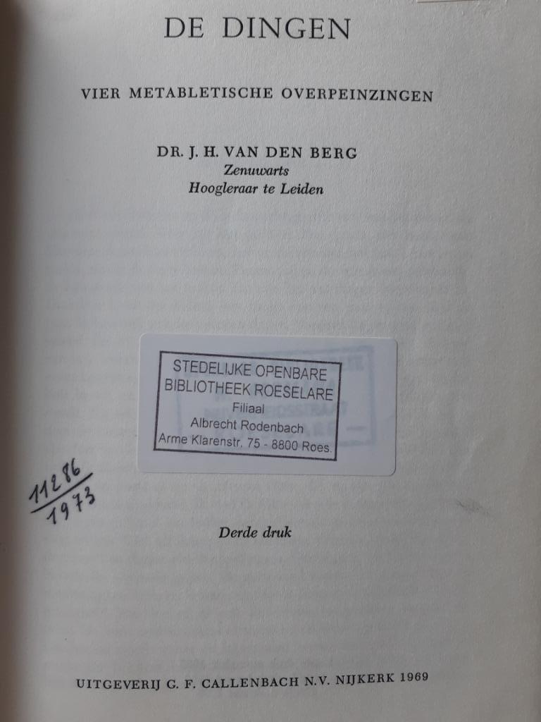 De Dingen.  Metabletische overpeinzingen, Boeken, Filosofie, Ophalen of Verzenden, Gelezen, Metafysica of Natuurfilosofie