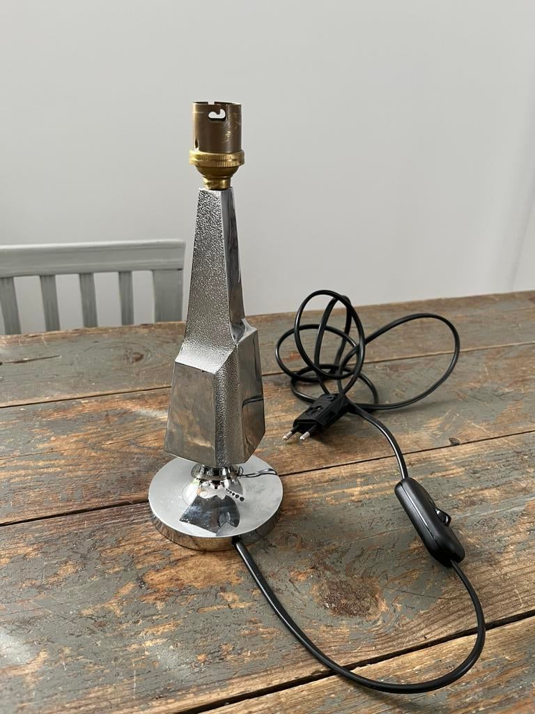 VINTAGE LAMPENVOET CHROOM ZWAAR MODEL, Ophalen of Verzenden