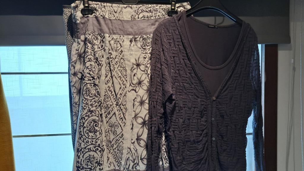 Ensemble rok, topje, vestje en gehaakt golfje grijs Sandwich, Taille 42/44 (L), Gris, Enlèvement ou Envoi, Sandwich