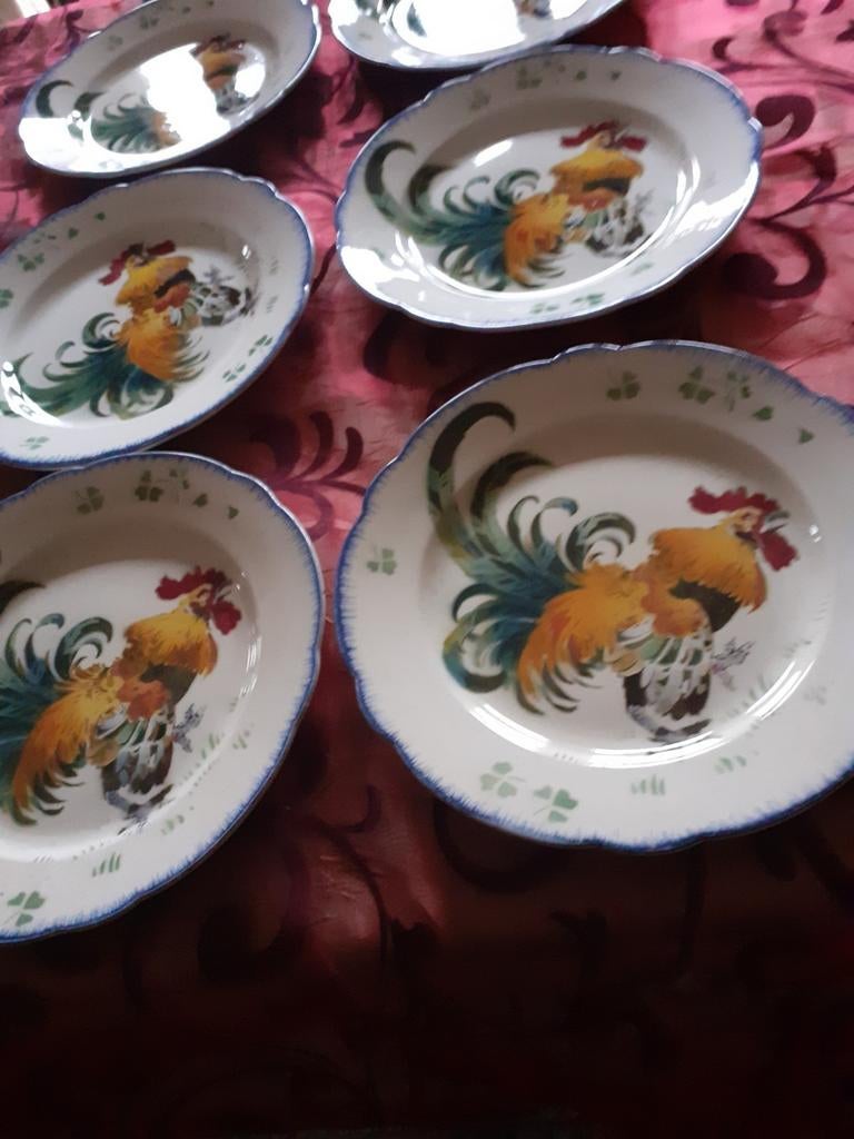 16 assiettes en céramique K G Luneville avec un superbe coq, Antiquités & Art, Antiquités | Services (vaisselle) pièces, Enlèvement ou Envoi