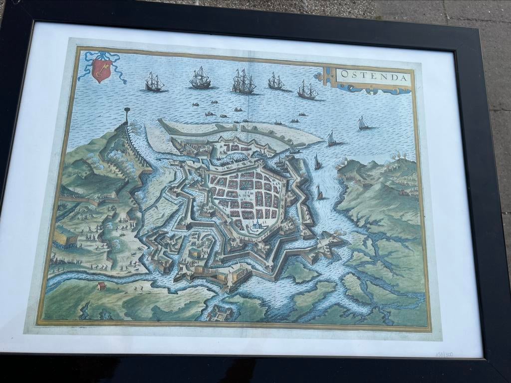 Kader met kaart van Oostende, Ophalen of Verzenden, Zo goed als nieuw