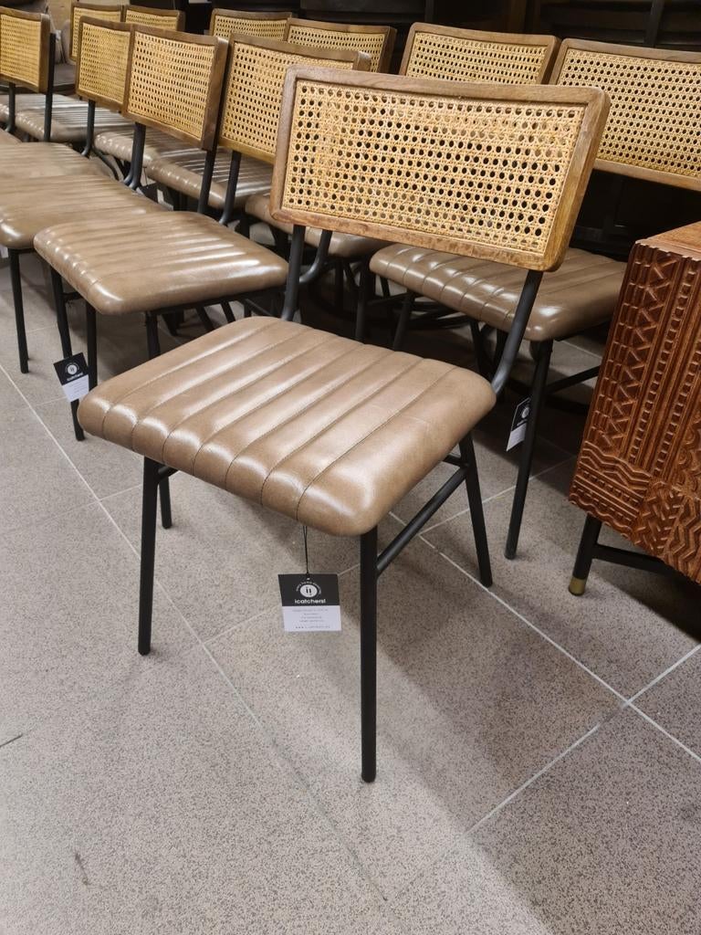 Nieuwe icathcers eetkamerstoel imola leer olijf webbing €105, Huis en Inrichting, Ophalen, Nieuw