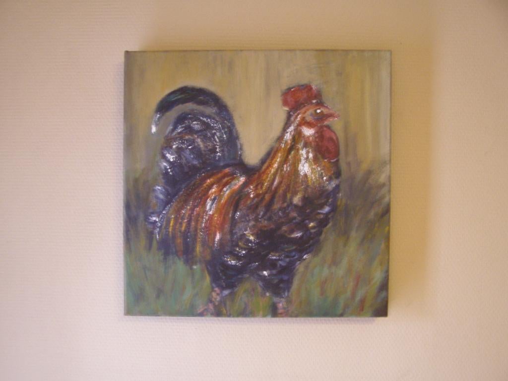Schilderij haan : gesigneerd, Antiek en Kunst, Ophalen of Verzenden