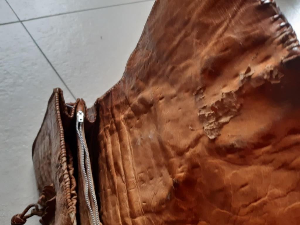 HANDTAS IN KROKODILLENLEER, Handtassen en Accessoires, Tassen | Damestassen, Ophalen, Gebruikt, Bruin, Handtas