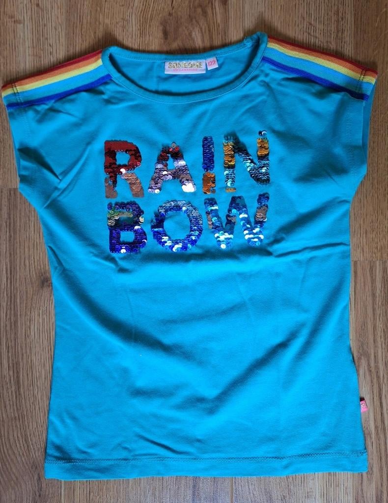 Someone groene shirt rainbow 122, Kinderen en Baby's, Kinderkleding | Maat 122, Gebruikt, Meisje, Ophalen of Verzenden, Someone