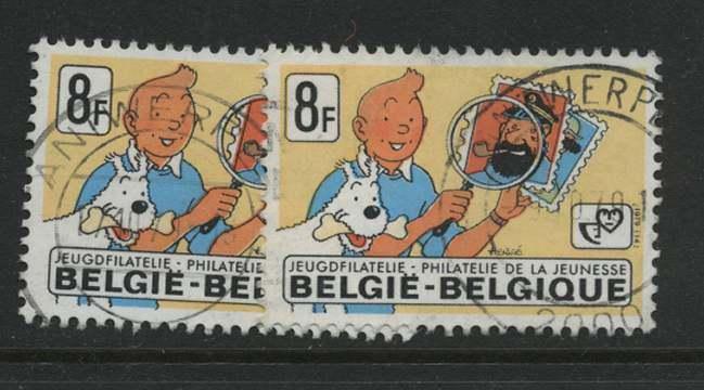 Kuifje jeugdfilatelie 2 gestempelde zegels, Verzenden, Gestempeld