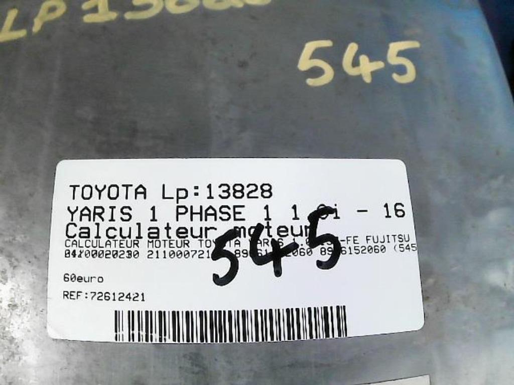 Calculateur moteur Toyota Yaris 1.0i 50kw  8966152060 (545), Autos : Pièces & Accessoires, Autres pièces automobiles, Enlèvement ou Envoi