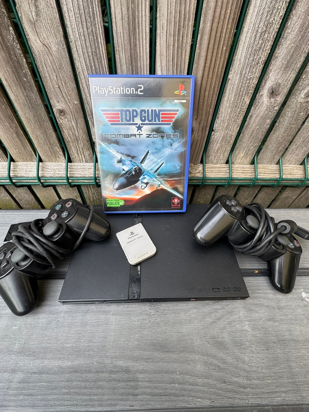 Playstation 2 slim - Top Gun + 2 controllers, Enlèvement ou Envoi, Utilisé, Contrôleur, PlayStation 2