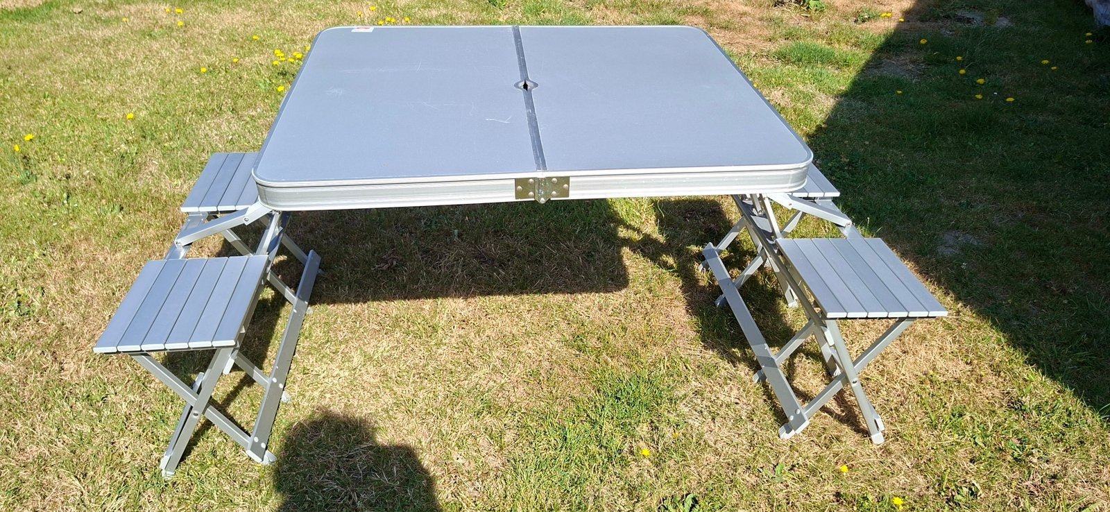 Inklapbare campingset met tafel en 4 stoelen, Caravans en Kamperen, Kampeermeubelen, Ophalen, Gebruikt, Campingtafel