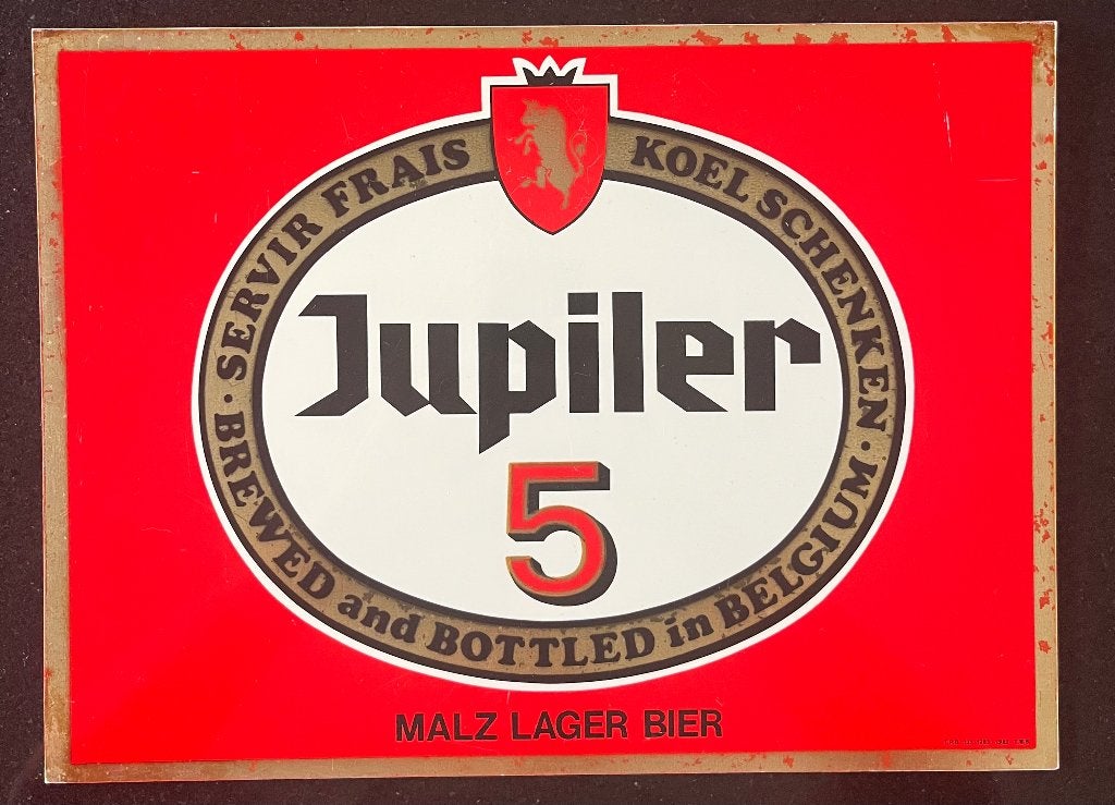 Panneau d'affichage Jupiler 5, 1980, PVC rigide, 39 x 29, Collections, Enlèvement ou Envoi, Utilisé, Jupiler
