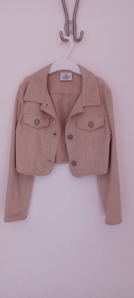 Suede jasje, maat 128, Ophalen of Verzenden, Gebruikt, Meisje, Jas