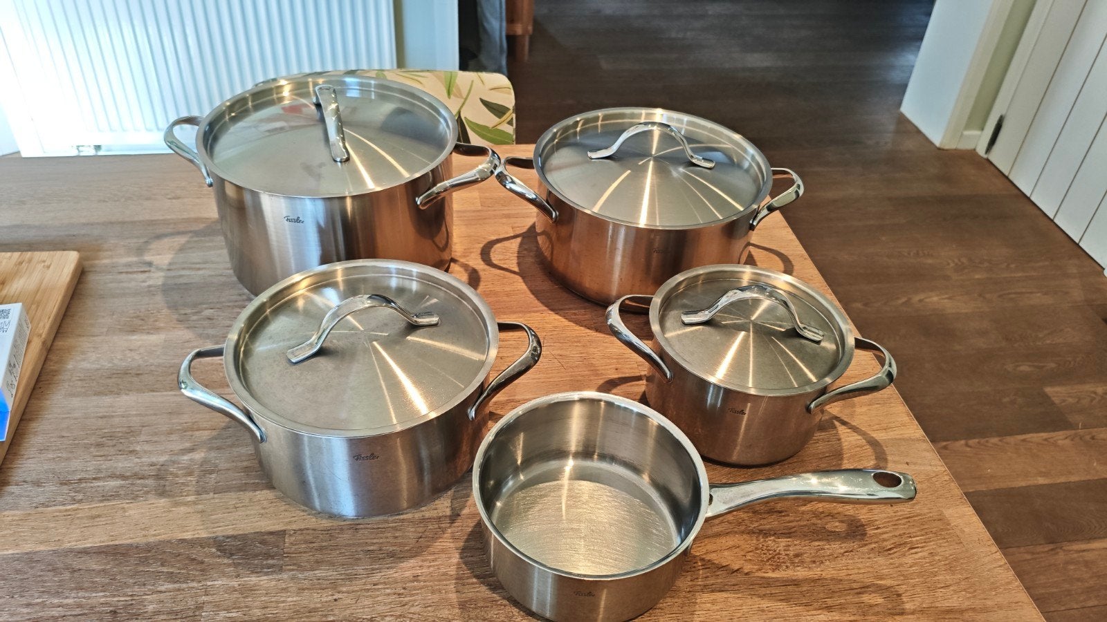 Fissler Pannenset - 5-delig RVS, Ophalen, Gebruikt, Geschikt voor inductie, Pannenset