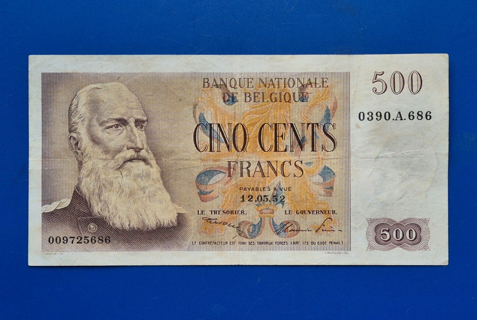 België  500 Francs 1952  Eeuwfeest, Enlèvement ou Envoi, Billets en vrac