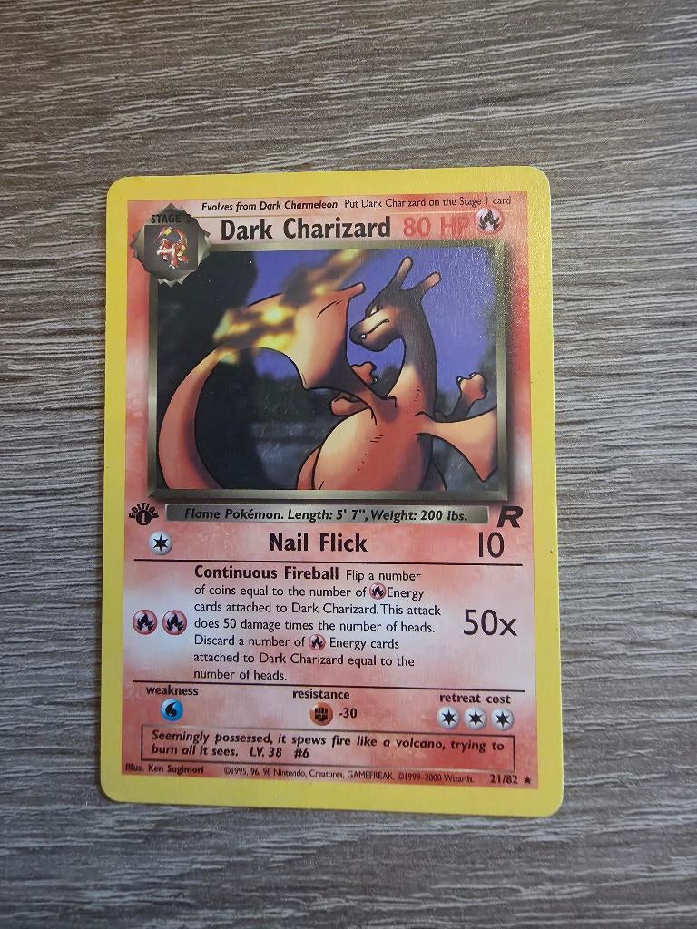 Carte pokemon dark charizard 1st edition, Ophalen of Verzenden, Zo goed als nieuw, Booster