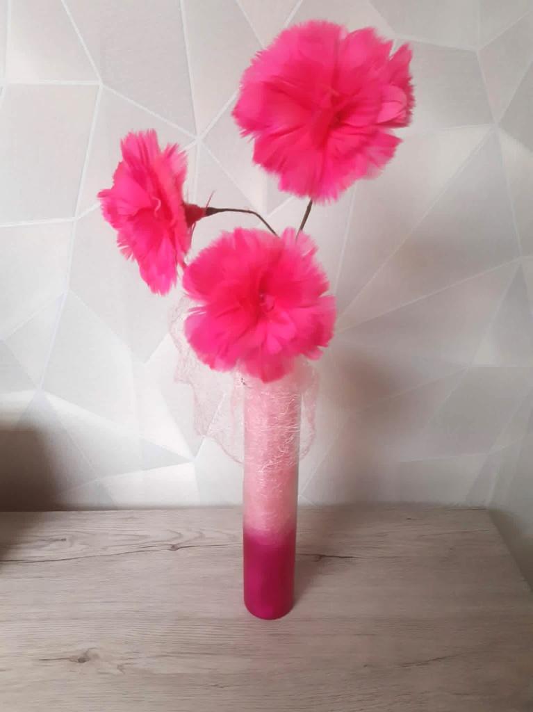 Vase avec fleurs artificielles, Ophalen, Binnen, Roze, 30 cm