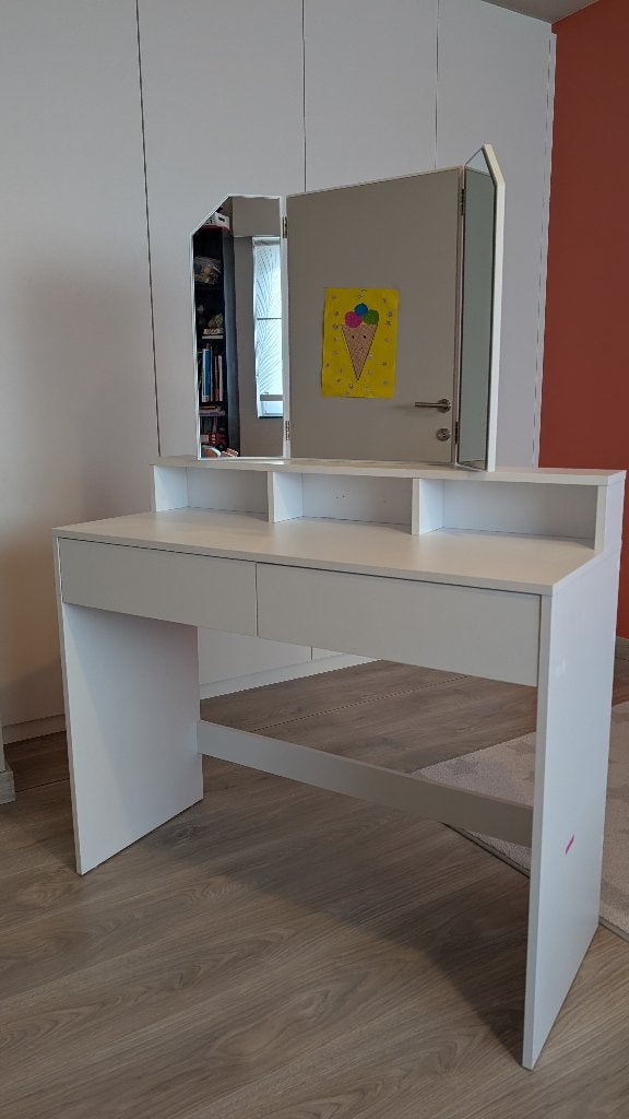 Makeup Tafel met 3-delige spiegel, Ophalen, 100 tot 150 cm, 100 tot 150 cm, Zo goed als nieuw
