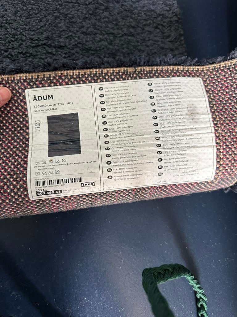 Blauwe tapijt ikea adum, Huis en Inrichting, Ophalen, Gebruikt, Blauw, 150 tot 200 cm