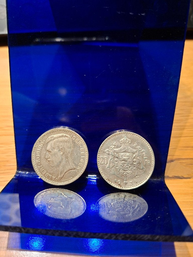 27 Belgische zilveren munten van 20 frank – Albert I – 1934, Ophalen, Zilver, Losse munt, Zilver