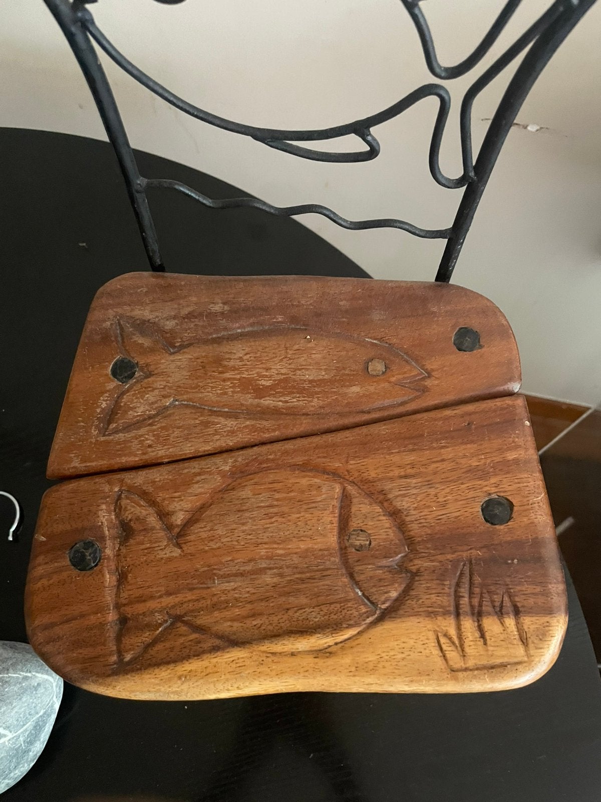 Decoratieve visstoel in smeedijzer en massief hout, Ophalen of Verzenden, Zo goed als nieuw, Zwart