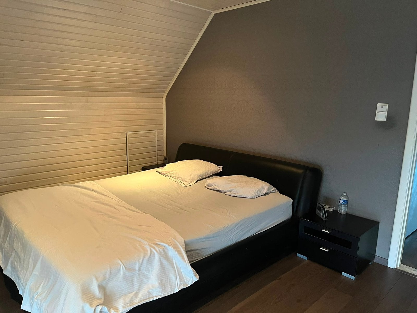 Tweepersoonsbed, Huis en Inrichting, Slaapkamer | Boxsprings, Ophalen, Gebruikt, Zwart, Tweepersoons
