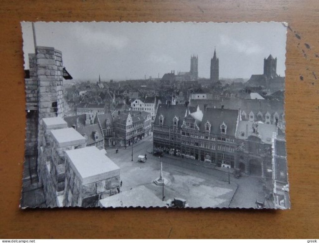 Postkaart Gent, 's Gravensteen en St Veerleplein, Ophalen of Verzenden, Ongelopen, Oost-Vlaanderen