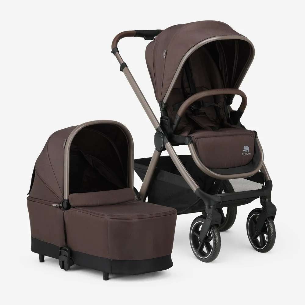 DERYAN Naya Kinderwagen – Reiswieg & Zitje - Chocolate, Ophalen of Verzenden, Zo goed als nieuw, Overige merken, Regenhoes