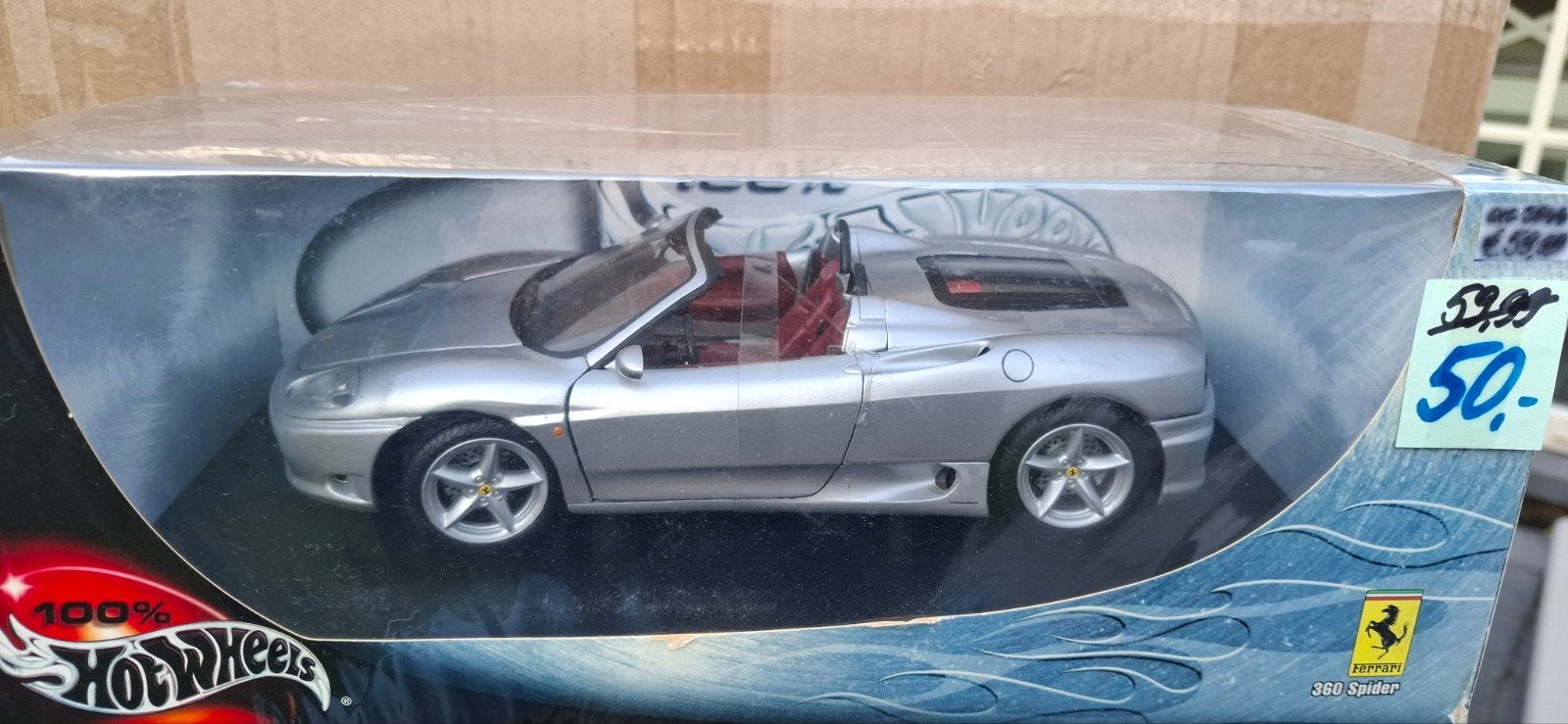 1/18 Hot Wheels Ferrari 360 Spider   SilverMetallic, Hobby en Vrije tijd, Ophalen of Verzenden, Nieuw, Auto, Hot Wheels