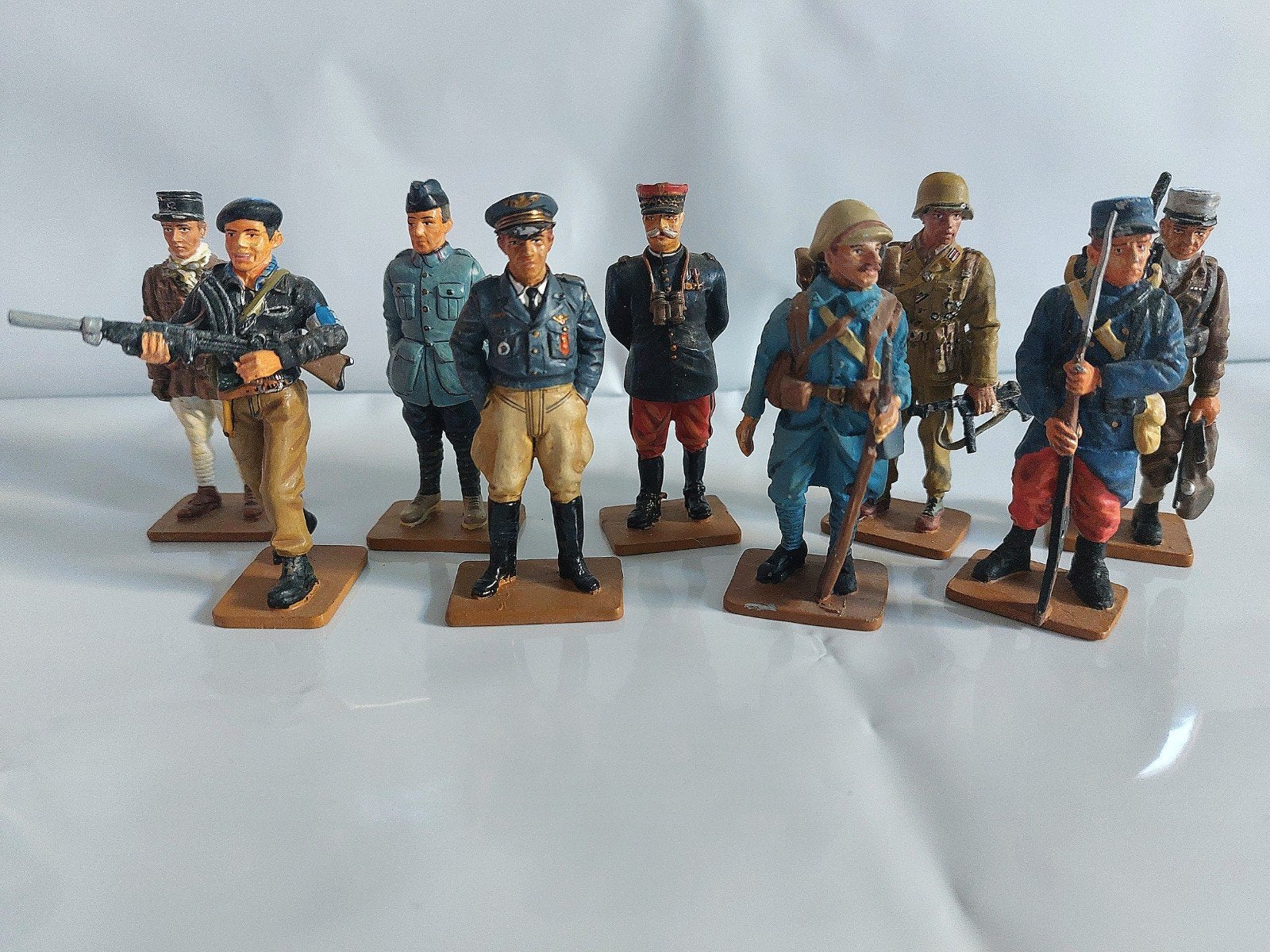 9 Del Prado Tinnen soldaatjes Frankrijk WO1 en WO2, Verzamelen, Ophalen of Verzenden