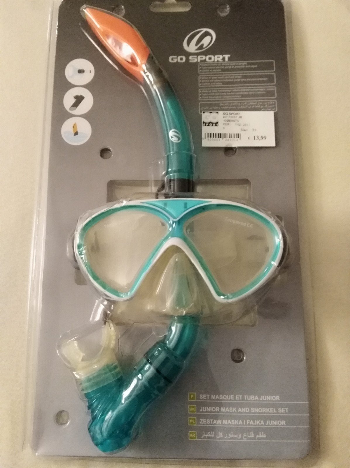 Junior masker en snorkelset, Ophalen of Verzenden, Zo goed als nieuw, Snorkelset
