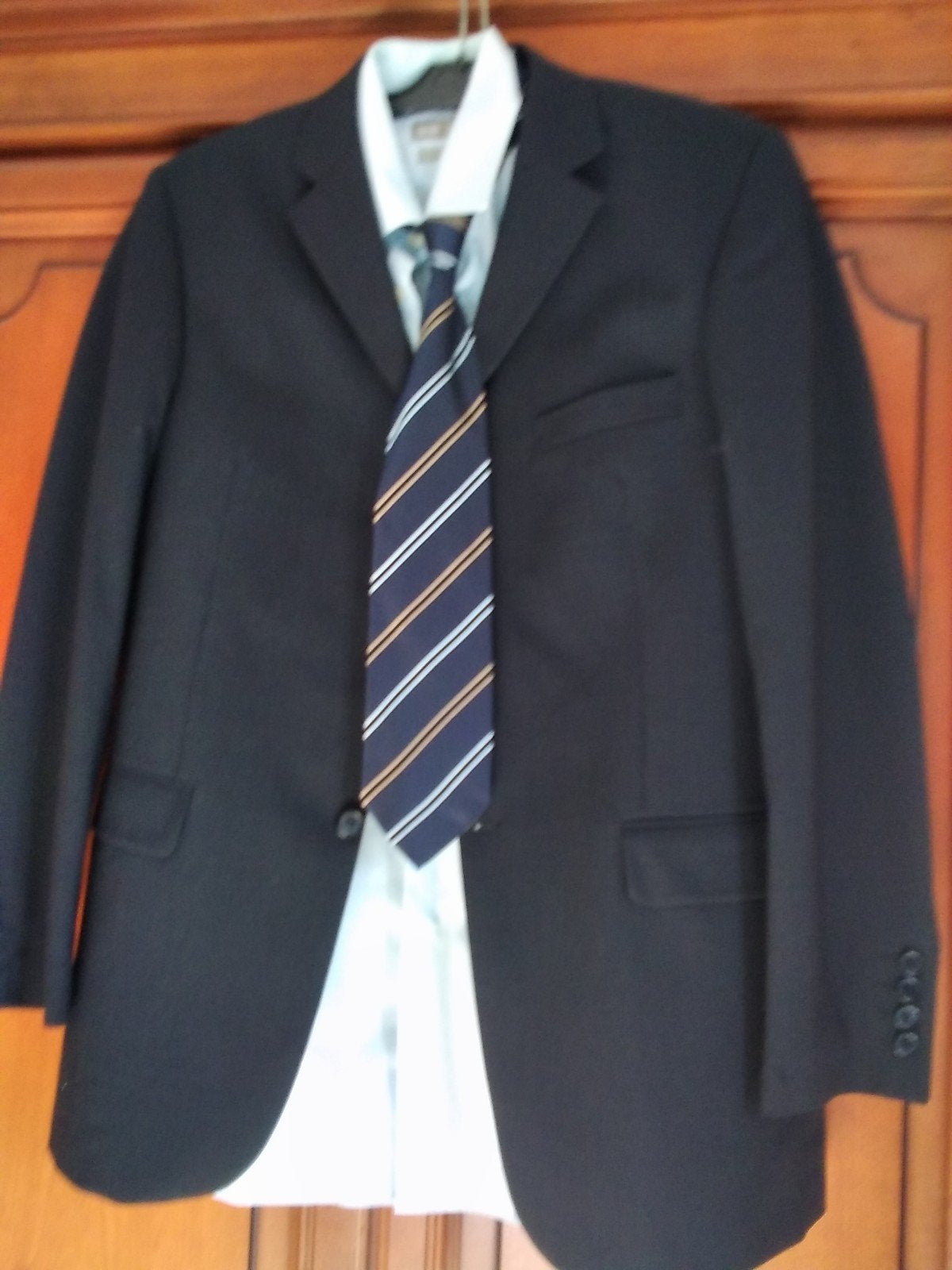 DONKERBLAUWE VEST MERK WE MEN LICHTBLAUW HEMD PASSENDE DAS., Ophalen, Maat 48/50 (M), Blauw