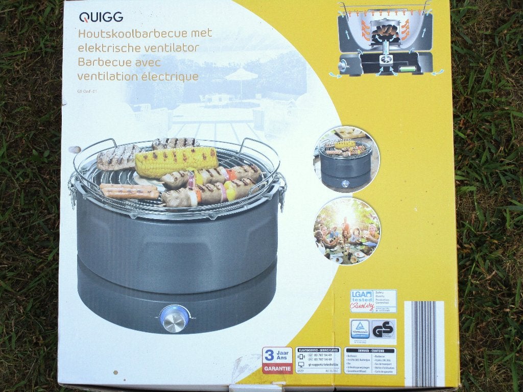 Barbecue op houtskool met elektrische ventilator Quigg, Ophalen of Verzenden, Zo goed als nieuw, Overige merken