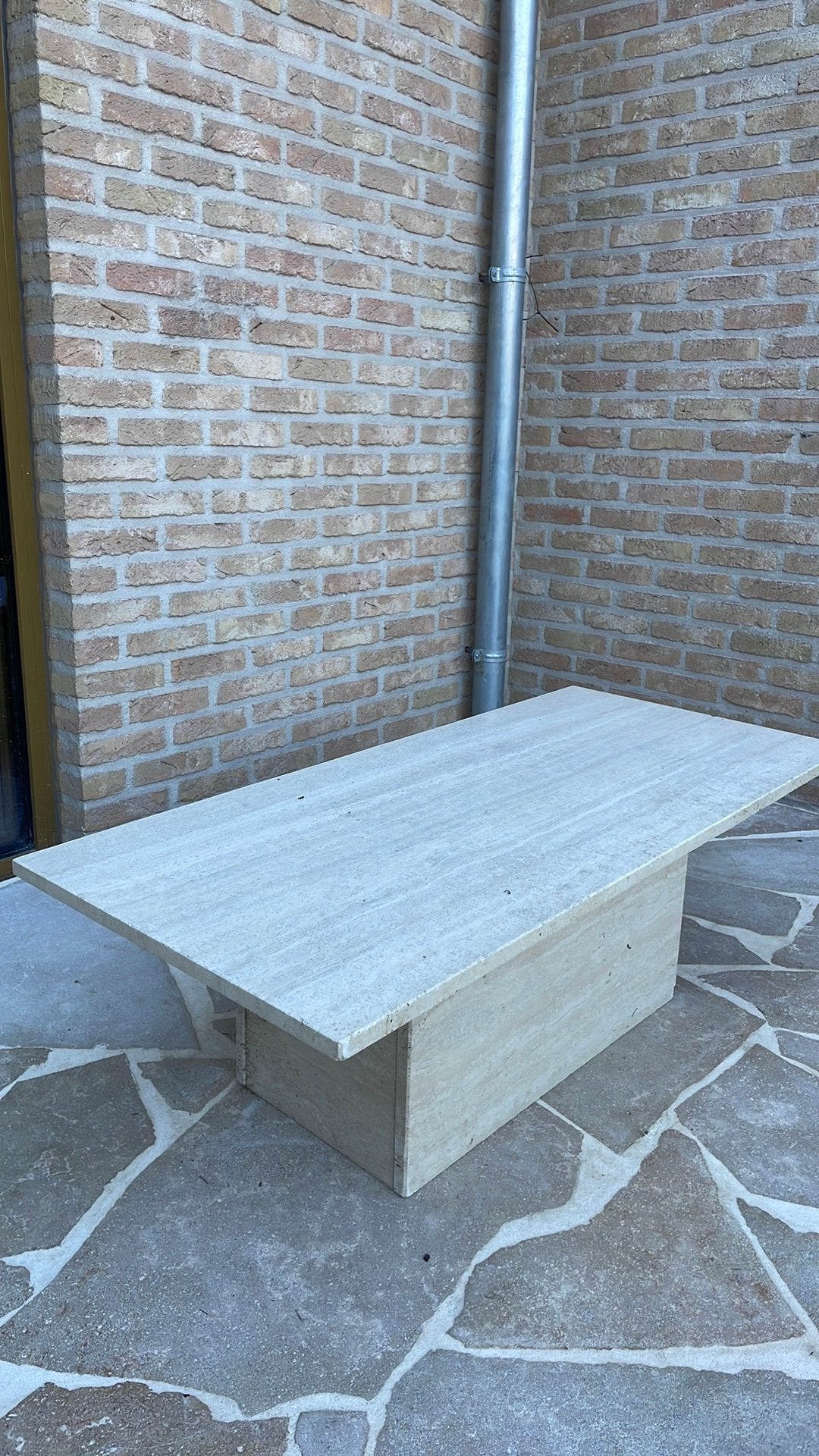 Marmeren salontafel beige, Ophalen, Overige materialen, Gebruikt, 100 tot 150 cm