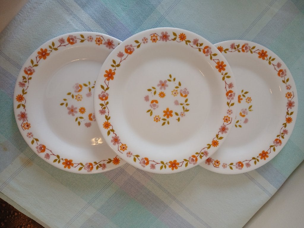 3 assiettes à dessert opaline mod. Scania/ vintage années 70, Antiquités & Art, Enlèvement