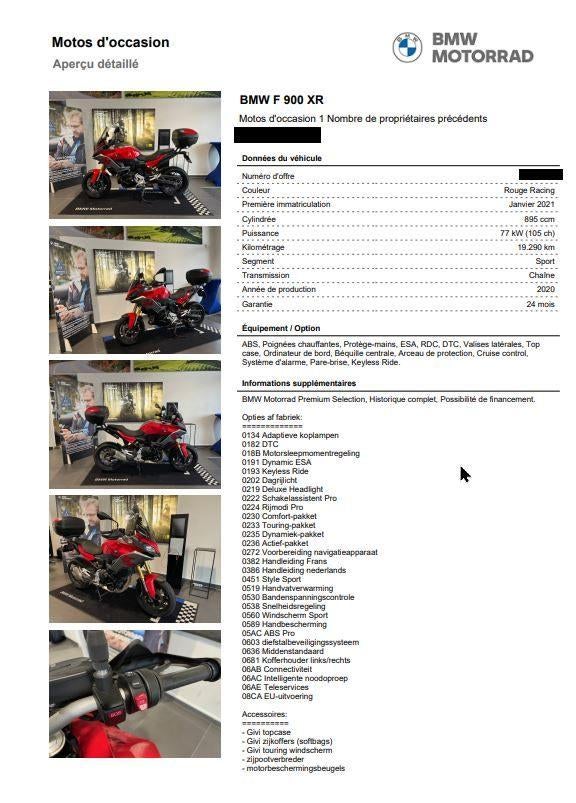 BMW F900XR 2021 — Volledige opties — Red Racing te koop, Motoren, 2 cilinders, Occasion, Motorrijbewijs A, Handvatverwarming