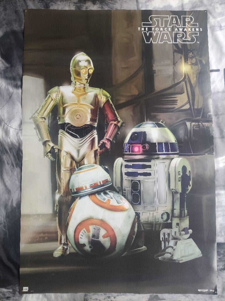 R2-D2, C-3PO & BB-8 Star Wars Episode 7 Poster, Deurposter of groter, Ophalen of Verzenden, Film en Tv, Rechthoekig Staand