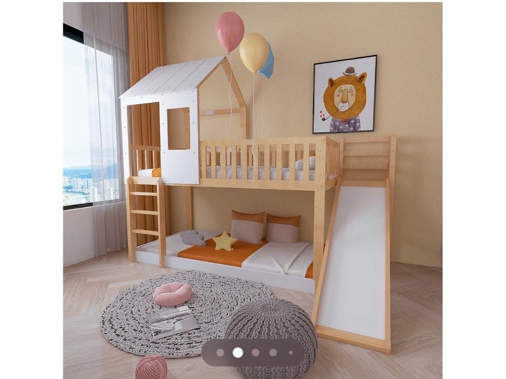 Bed met glijbaan, Kinderen en Baby's, Kinderkamer | Bedden, Ophalen, 85 tot 100 cm, Hoogslaper of Stapelbed, Nieuw