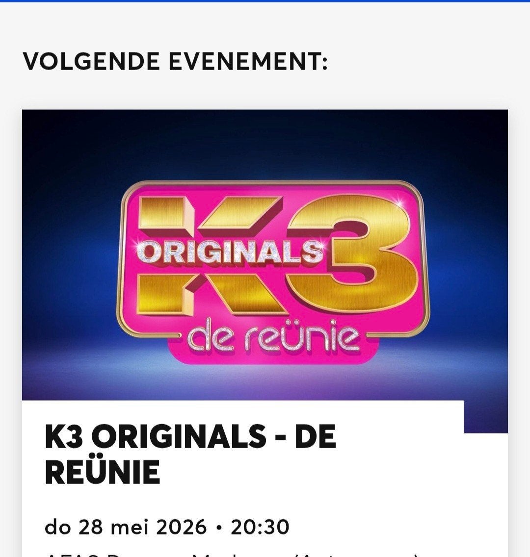K3 orginal 28 mei om 20:30 , 2 tickets, Tickets en Kaartjes