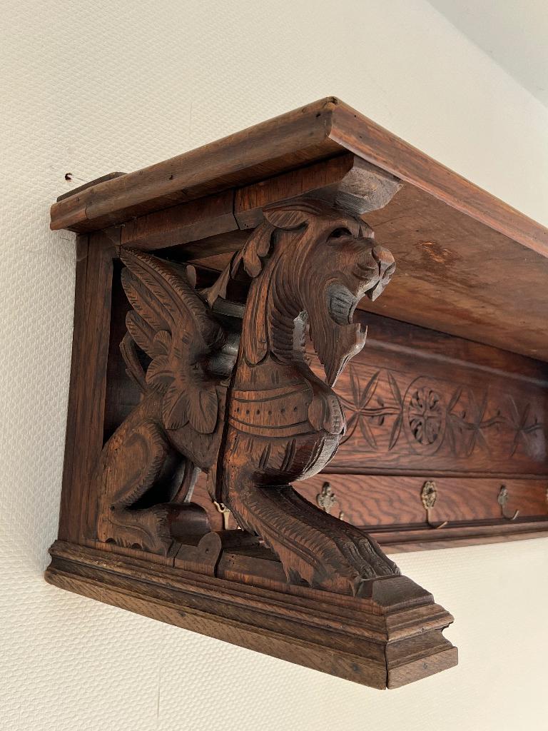 Antieke handgesneden kapstok, Antiek en Kunst, Ophalen