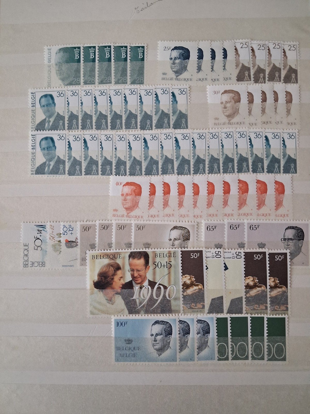 plakzegels hoge waarden 25-100 Bfr postfris Originele gom, Verzenden, Orginele gom, Kunst, Zonder stempel