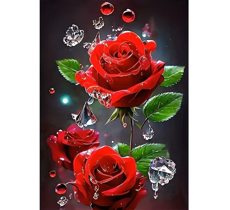 nr 58 Diamond Painting rode rozen 50x40cm (vierkant), Verzenden, Nieuw, Natuur en Bloemen, Overige materialen