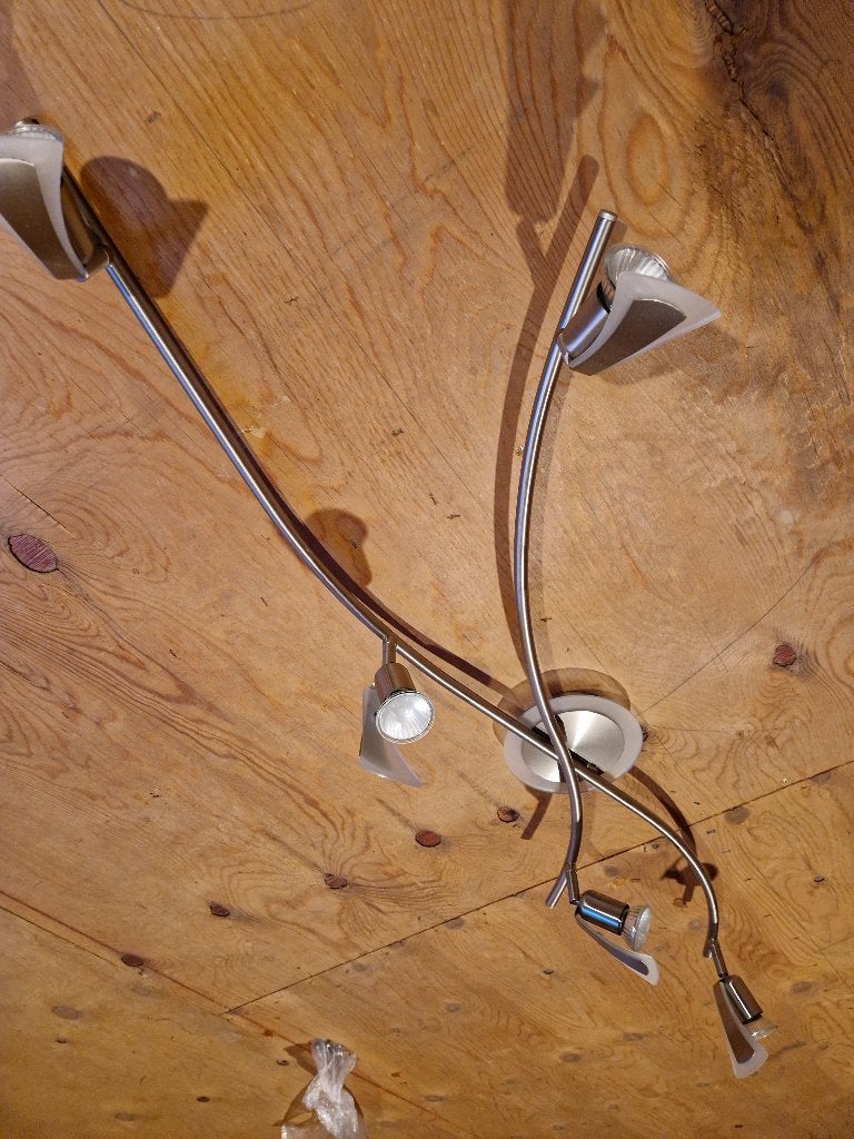 Plafondlamp in metaal, Ophalen, Zilver, Gebruikt, Modern