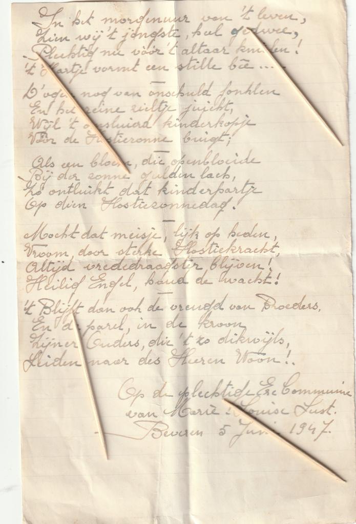 Gedicht  Beveren-Roeselare, Verzenden
