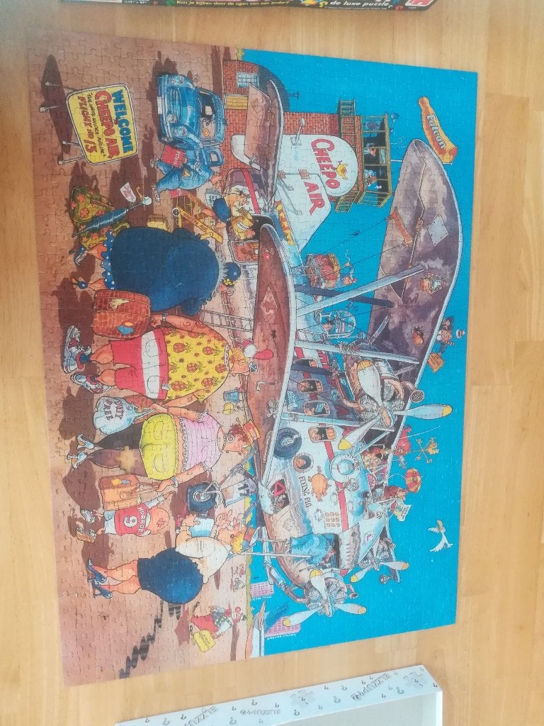 Puzzel Wasgij Elzzup Nr2 Vliegtuig Vakantie Jumbo, Ophalen of Verzenden, 500 t/m 1500 stukjes, Gebruikt, Legpuzzel